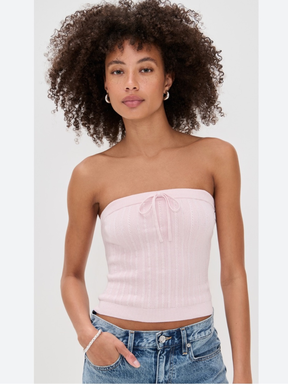 Reformation Zazie Cotton-Blend Strapless Sweater Tube Top New!